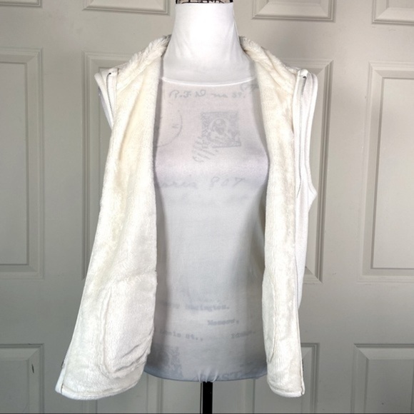 Evan Picone Zip Up Fleece Ivory Vest - Picture 4 of 10